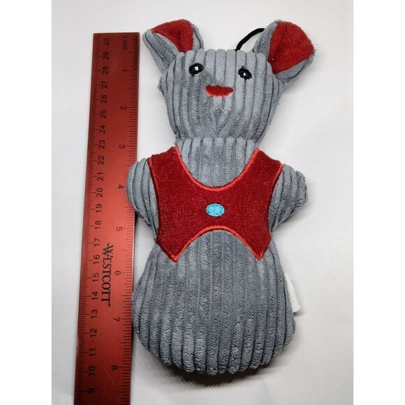 Hugglehounds Gray Mouse Dog Toy Squeaky Plush 8 inch - Picture 3 of 7
